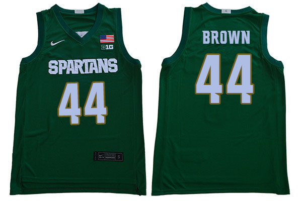 2019-20 Men #44 Gabe Brown Michigan State Spartans College Basketball Jerseys Sale-Green